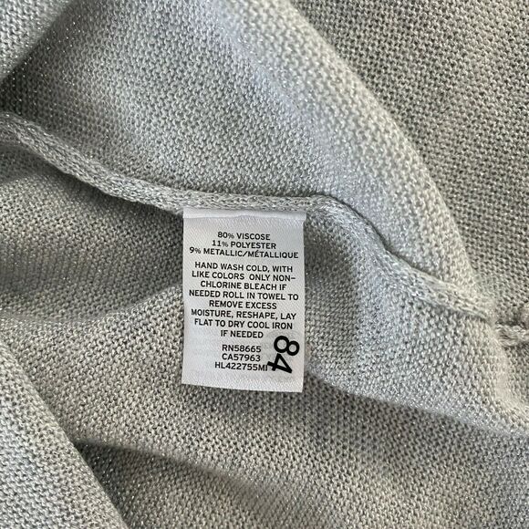 Chelsea28 V Neck Metallic Pullover Sweater Long Sleeve Grey Silver XS - Picture 8 of 9